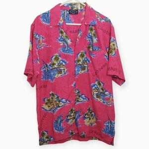Pacific & Co Hawaiian Shirt Men's Size Medium Pink Carribbean Button Up
